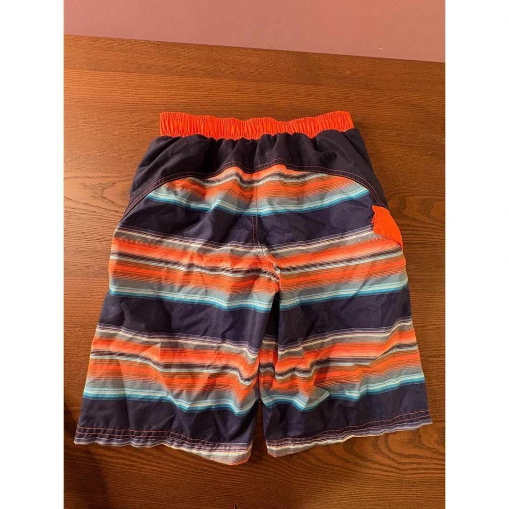Op Swim Trunks Kids‎ XL 14-16 Orange Blue Striped Excellent Cargo Pocket Shorts